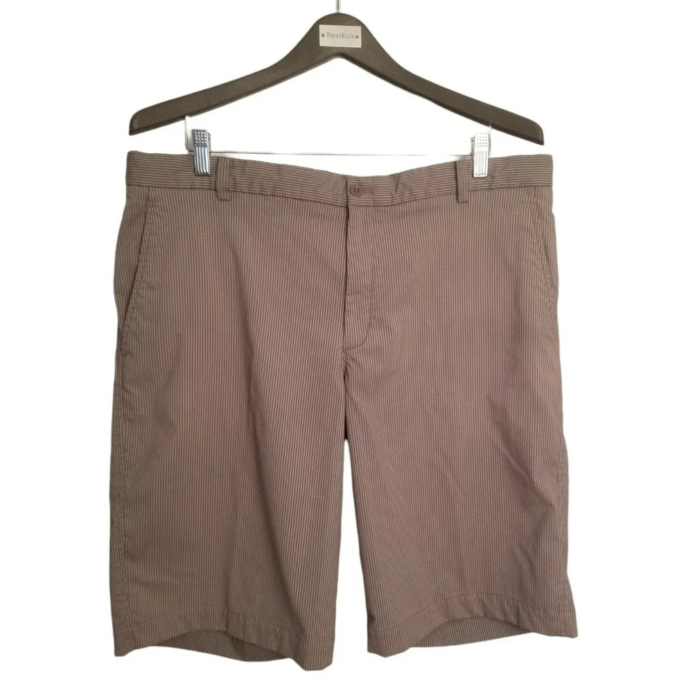 Nike Golf Men's Shorts Brown/gray Flat Front Striped Size 38 INSEAME 11
